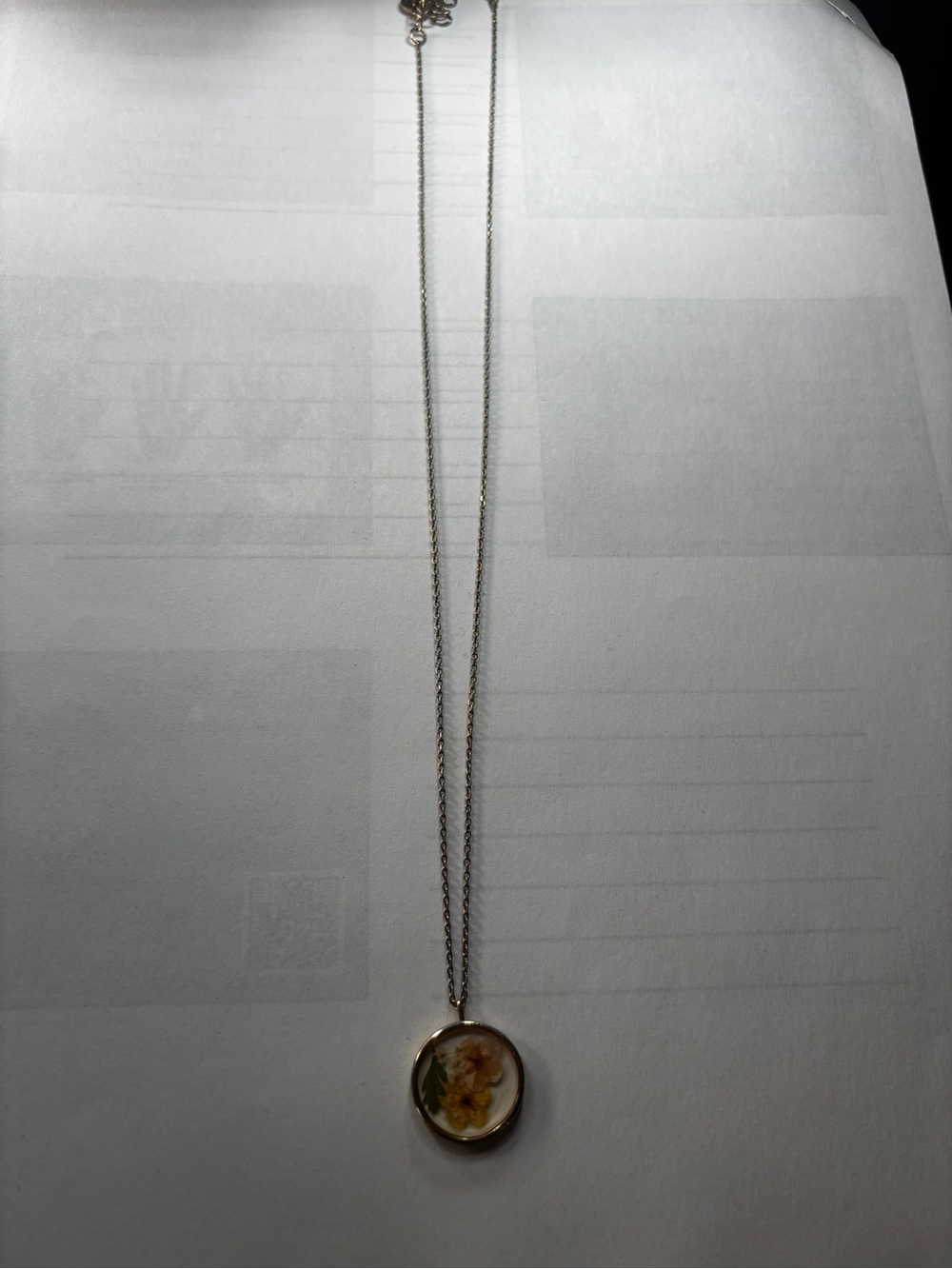 Delicate Floral Pendant Necklace in White and Gold Accent